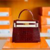 mmexport1672912947438-1024x798-1 Hermes Kelly Shiny Alligator ck57 Bordeaux red Gold Hardware 25cm Full Handmade