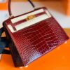 mmexport1672912950997 Hermes Kelly Shiny Alligator ck57 Bordeaux red Gold Hardware 25cm Full Handmade