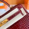 mmexport1672912954390 Hermes Kelly Shiny Alligator ck57 Bordeaux red Gold Hardware 25cm Full Handmade