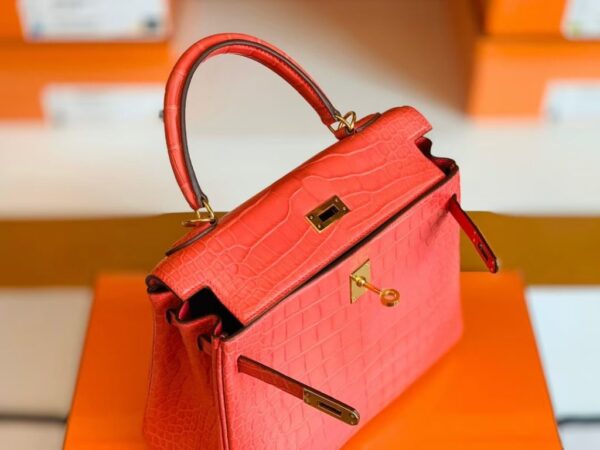 Hermes Kelly Alligator Matte Watermelon red Gold Hardware 25cm Full Handmade