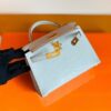 Hermes Mini Kelly Matte Alligator Pearl grey Gold Hardware 19cm Full Handmade