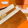 Hermes Mini Kelly pochette Golden brown chamois Gold Hardware 22cm Full Handmade