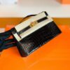 Hermes Mini Kelly pochette Shiny Alligator CK89 Black Gold Hardware 22cm Full Handmade