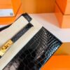 Hermes Mini Kelly pochette Shiny Alligator CK89 Black Gold Hardware 22cm Full Handmade