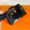 Hermes Mini Kelly pochette Shiny Alligator CK89 Black Gold Hardware 22cm Full Handmade