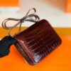 Hermes Constance Shiny Alligator crocodile ck57 Bordeaux red Gold Hardware 18cm Full Handmade