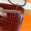 Hermes Constance Shiny Alligator crocodile ck57 Bordeaux red Gold Hardware 18cm Full Handmade