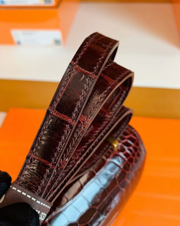 Hermes Constance Shiny Alligator crocodile ck57 Bordeaux red Gold Hardware 18cm Full Handmade