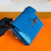 Hermes mini Verrou Shiny Alligator 7Q Sea Blue Silver Hardware 17cm Full Handmade