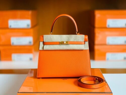 Hermes Kelly Epsom cc93 Orange Gold Hardware 25cm Full Handmade