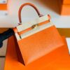 Hermes Kelly Epsom cc93 Orange Gold Hardware 25cm Full Handmade