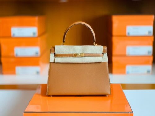 Hermes Kelly Epsom CK37 Golden Brown Gold Hardware 25cm Full Handmade