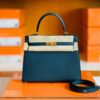 Hermes Kelly Epsom 6O vert bronze Gold Hardware 25cm Full Handmade