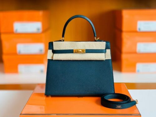 Hermes Kelly Epsom 6O vert bronze Gold Hardware 25cm Full Handmade