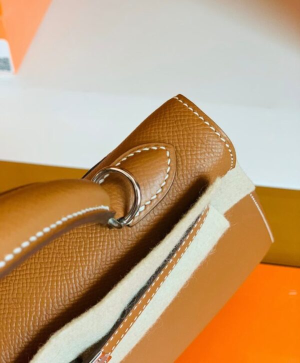 Hermes Kelly Epsom CK37 Golden Brown Silver Hardware 25cm Full Handmade