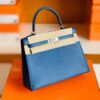 Hermes Kelly Epsom R2 Blue Agate Silver Hardware 25cm Full Handmade