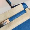 Hermes Kelly Epsom R2 Blue Agate Silver Hardware 25cm Full Handmade