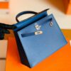 Hermes Kelly Epsom R2 Blue Agate Silver Hardware 25cm Full Handmade