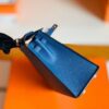 Hermes Kelly Epsom R2 Blue Agate Silver Hardware 25cm Full Handmade