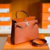 Hermes Kelly New Epsom 4E maple leaf brown Silver Hardware 25cm Full Handmade
