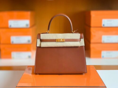 Hermes Kelly Barenia Reddish brown Gold Hardware 25cm Full Handmade