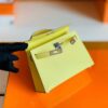 Hermes Mini Kelly Epsom 9R Lemon Yellow Silver Hardware 19cm Full Handmade
