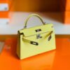 Hermes Mini Kelly Epsom 9R Lemon Yellow Silver Hardware 19cm Full Handmade