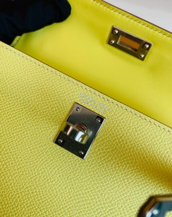 mmexport1673323314600-809x1024-1 Hermes Mini Kelly Epsom 9R Lemon Yellow Silver Hardware 19cm Full Handmade