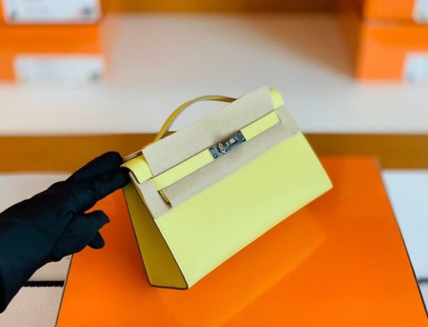 mmexport1673323333724-1024x783-1 Hermes Kelly Pochette Epsom 9R Lemon Yellow Silver Hardware 22cm Full Handmade