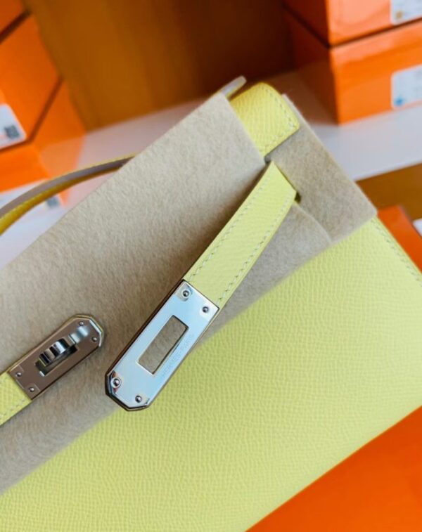 mmexport1673323346040-812x1024-1 Hermes Kelly Pochette Epsom 9R Lemon Yellow Silver Hardware 22cm Full Handmade