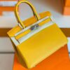 Hermes Birkin Touch Togo & Shiny crocodile 9D Amber Yellow Silver Hardware 30cm Full Handmade