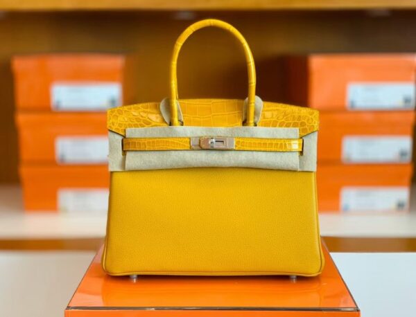 mmexport1673338422831-1024x781-1 Hermes Birkin Touch Togo & Shiny crocodile 9D Amber Yellow Silver Hardware 30cm Full Handmade