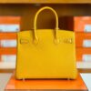 Hermes Birkin Touch Togo & Shiny crocodile 9D Amber Yellow Silver Hardware 30cm Full Handmade