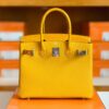Hermes Birkin Touch Togo & Shiny crocodile 9D Amber Yellow Silver Hardware 30cm Full Handmade