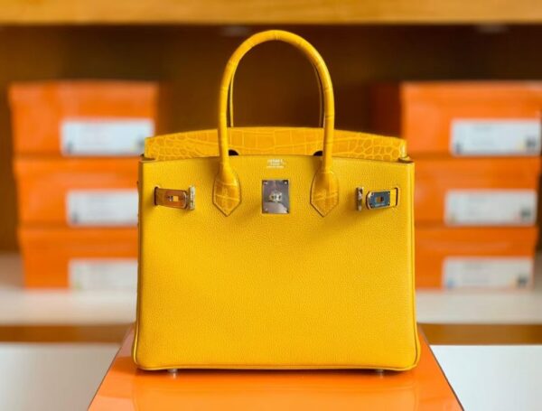 mmexport1673338426710-1024x776-1 Hermes Birkin Touch Togo & Shiny crocodile 9D Amber Yellow Silver Hardware 30cm Full Handmade