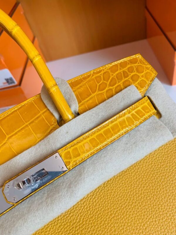 mmexport1673338431461-768x1024-1 Hermes Birkin Touch Togo & Shiny crocodile 9D Amber Yellow Silver Hardware 30cm Full Handmade