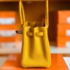 Hermes Birkin Touch Togo & Shiny crocodile 9D Amber Yellow Silver Hardware 30cm Full Handmade