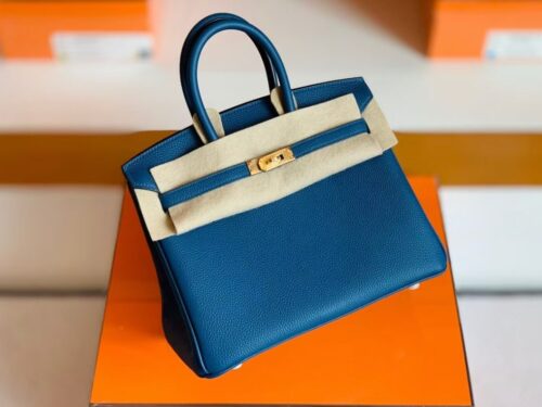 Hermes Birkin Togo S4 Deep blue GHW Gold Hardware 25cm Full Handmade