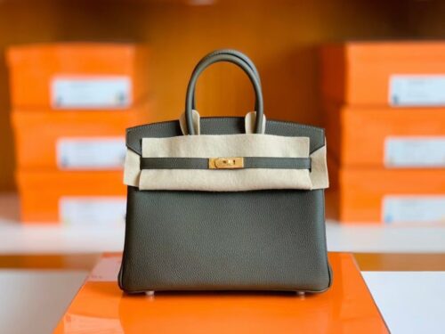 Hermes Birkin Togo CK46 charcoal grey Gold Hardware 25cm Full Handmade