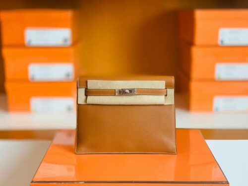 Hermes kelly dance Swift Golden Brown Silver Hardware 22cm Full Handmade
