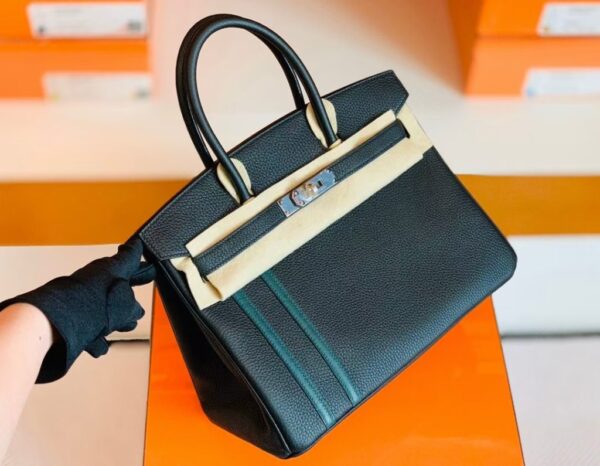 mmexport1673343455994-1024x795-1 Hermes Birkin Togo Black & Green Color bar Silver Hardware 30cm Full Handmade