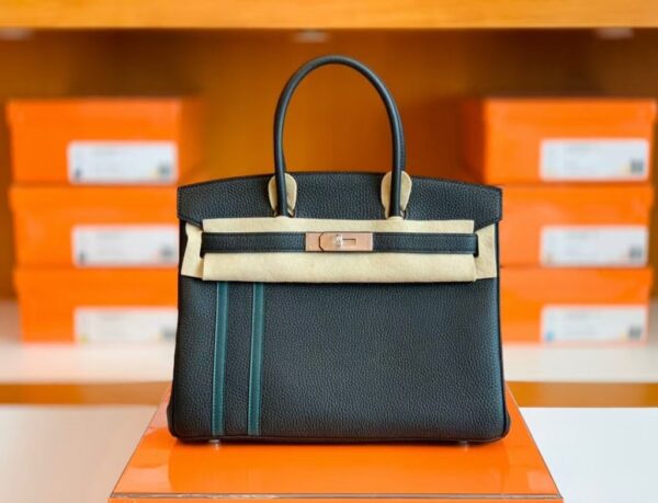 mmexport1673343457444-1024x783-1 Hermes Birkin Togo Black & Green Color bar Silver Hardware 30cm Full Handmade