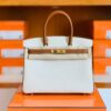 Hermes Birkin Togo cc37 Golden brown & cc10 Creamy white Gold Hardware 30cm Full Handmade