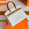 Hermes Birkin Togo cc37 Golden brown & cc10 Creamy white Gold Hardware 30cm Full Handmade