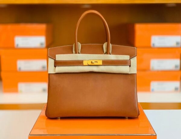 Hermes Birkin Barenia CK37 Golden brown & L3 Rose purple Gold Hardware 30cm Full Handmade