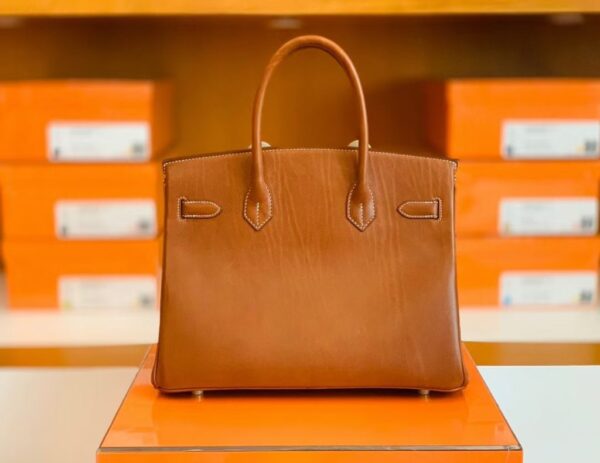 Hermes Birkin Barenia CK37 Golden brown & L3 Rose purple Gold Hardware 30cm Full Handmade