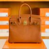 Hermes Birkin Barenia CK37 Golden brown & L3 Rose purple Gold Hardware 30cm Full Handmade