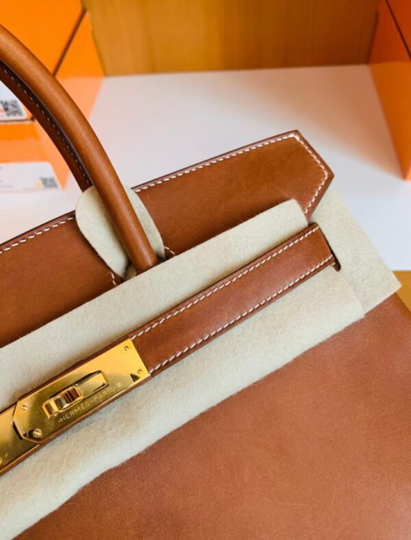 Hermes Birkin Barenia CK37 Golden brown & L3 Rose purple Gold Hardware 30cm Full Handmade