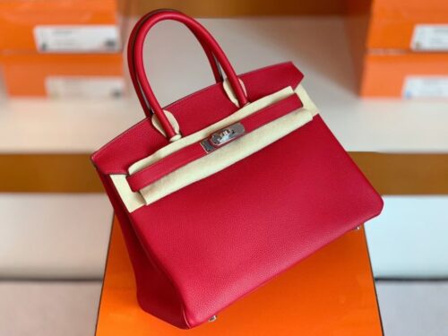 Hermes Birkin Togo S3 Rouge Red Silver Hardware 30cm Full Handmade