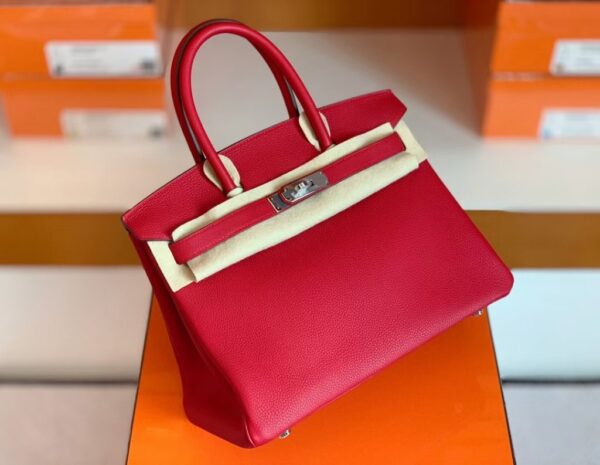 Hermes Birkin Togo S3 Rouge Red Silver Hardware 30cm Full Handmade